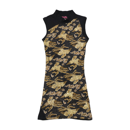 Custo Barcelona Metallic Phoenix Print Sleeveless Mock Neck Dress