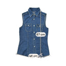 Sleeveless Denim Button-Up Shirt Blue