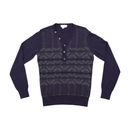Camisola Henley de malha vintage roxa em Lã com Padrão geométrico