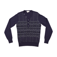 Camisola Henley de malha vintage roxa em Lã com Padrão geométrico