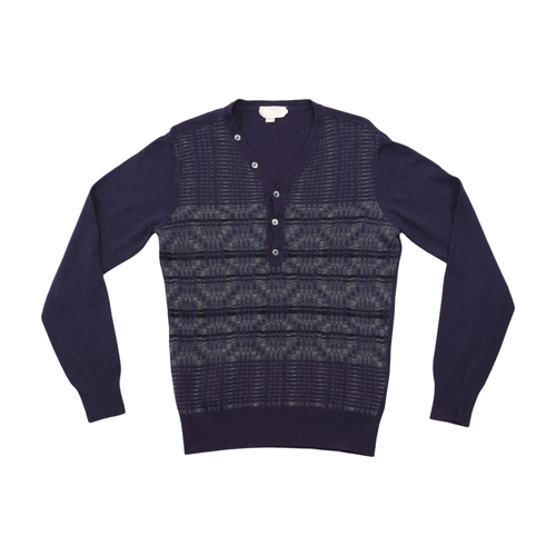 Camisola Henley de malha vintage roxa em Lã com Padrão geométrico