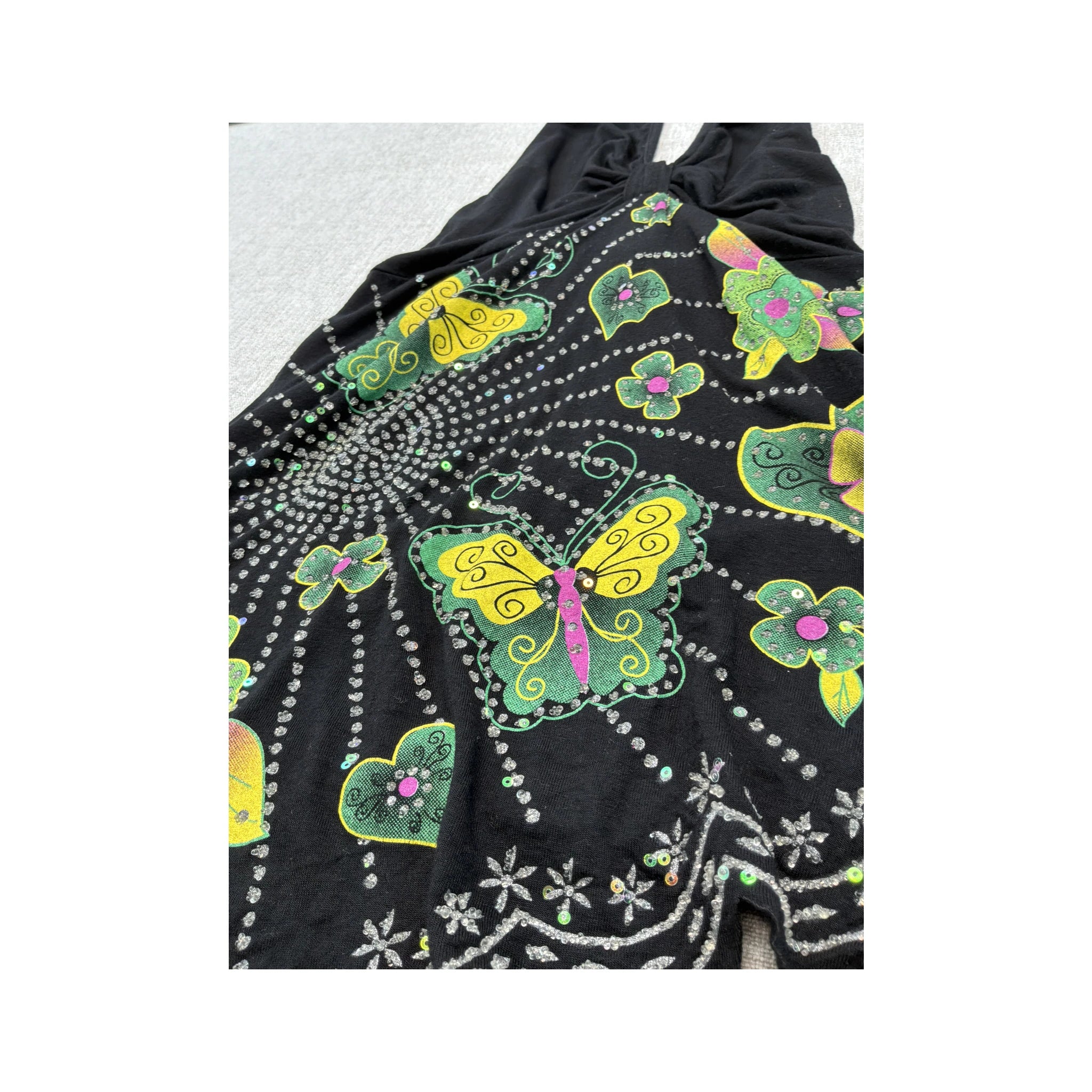 Diva Queen Butterfly Rhinestone Halter Handkerchief Dress