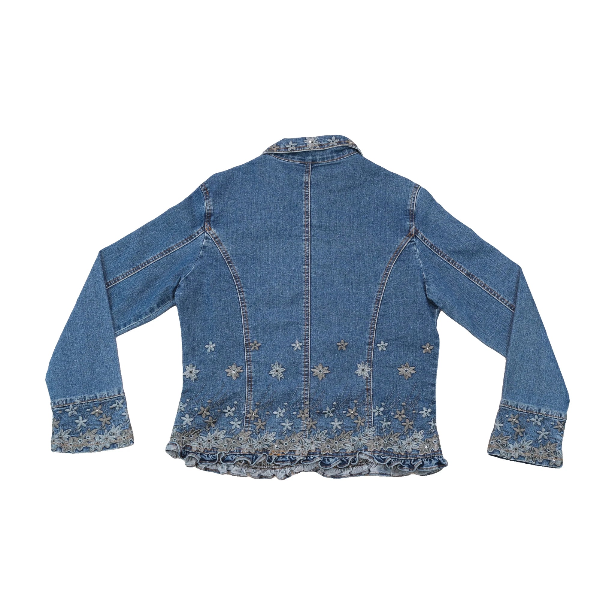 Vintage Floral Embroidered Denim Jacket